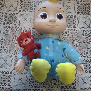 Charming Blue Doll with Red Teddy